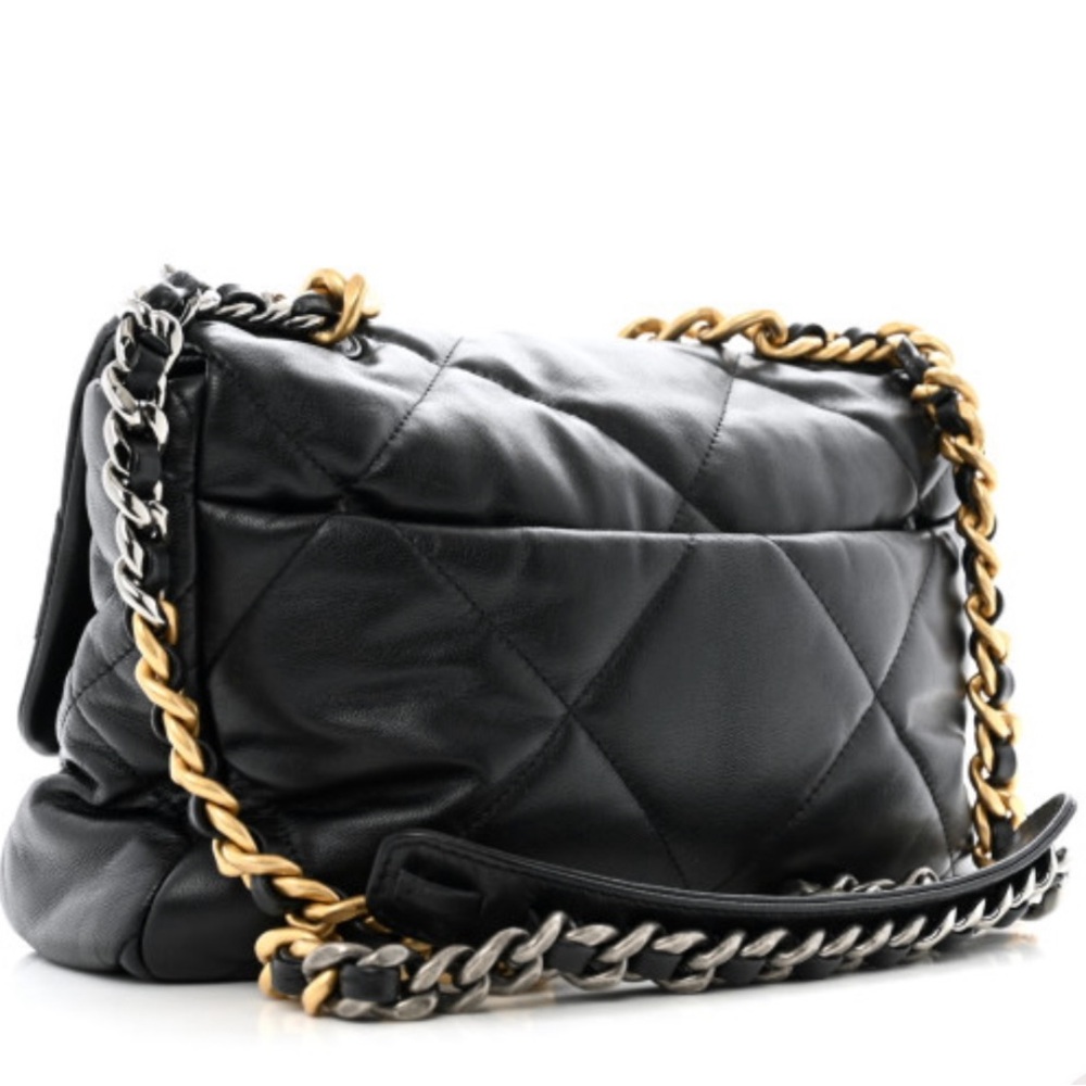 Black Quilted Lambskin Leather Bag - Picture 3 of 7